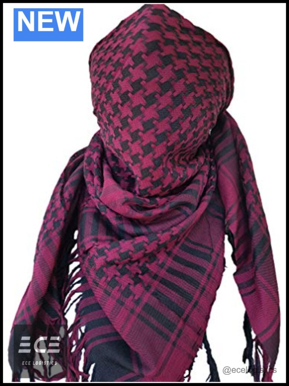 100% Cotton Houndstooth Keffiyeh Shemagh Scarf Bandana Head Wrap Neck Gaiter